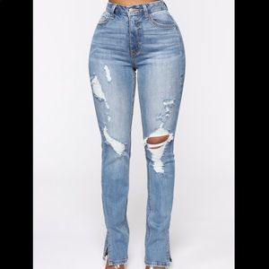 Fashion Nova High Rise Distressed Jeans